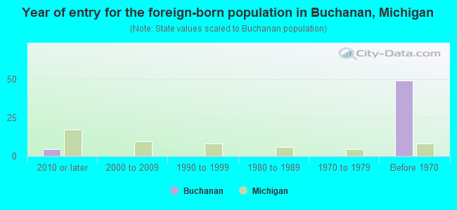 Year of entry for the foreign-born population in Buchanan, Michigan