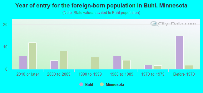Year of entry for the foreign-born population in Buhl, Minnesota