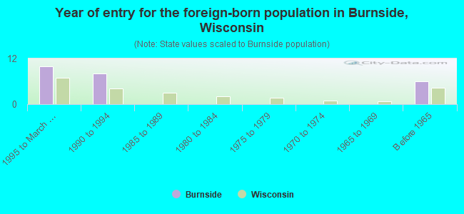 Year of entry for the foreign-born population in Burnside, Wisconsin