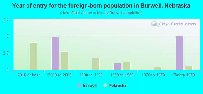 Year of entry for the foreign-born population in Burwell, Nebraska