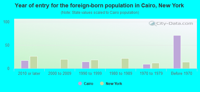 Year of entry for the foreign-born population in Cairo, New York