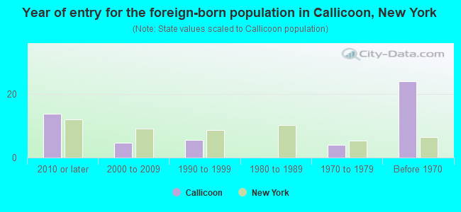 Year of entry for the foreign-born population in Callicoon, New York