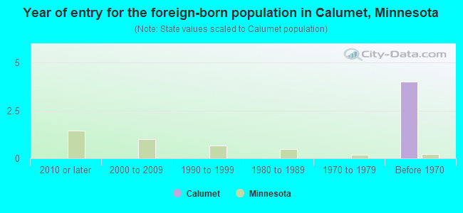 Year of entry for the foreign-born population in Calumet, Minnesota