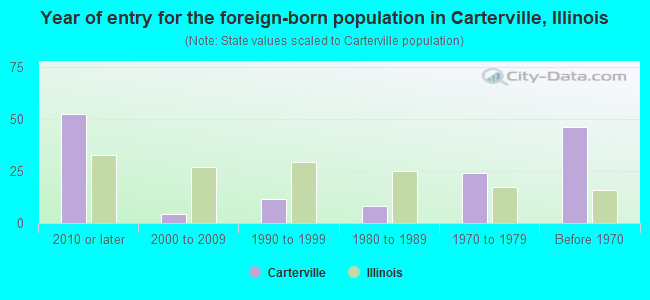 Year of entry for the foreign-born population in Carterville, Illinois