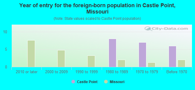 Year of entry for the foreign-born population in Castle Point, Missouri