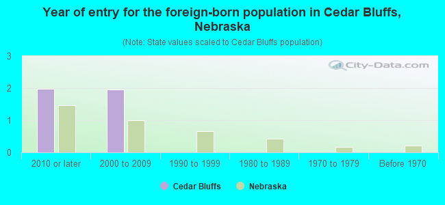 Year of entry for the foreign-born population in Cedar Bluffs, Nebraska