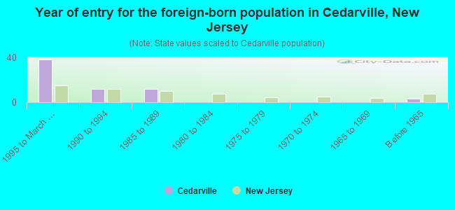 Year of entry for the foreign-born population in Cedarville, New Jersey