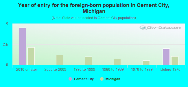 Year of entry for the foreign-born population in Cement City, Michigan