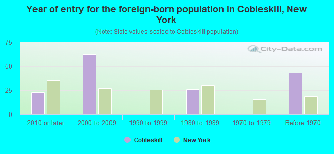 Year of entry for the foreign-born population in Cobleskill, New York