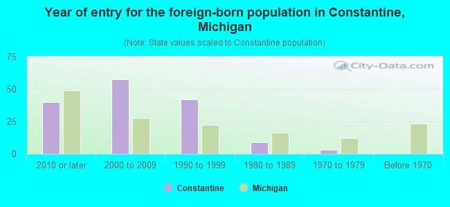 Year of entry for the foreign-born population in Constantine, Michigan