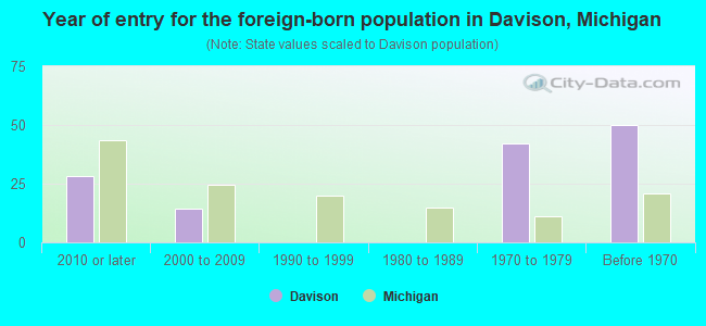 Year of entry for the foreign-born population in Davison, Michigan