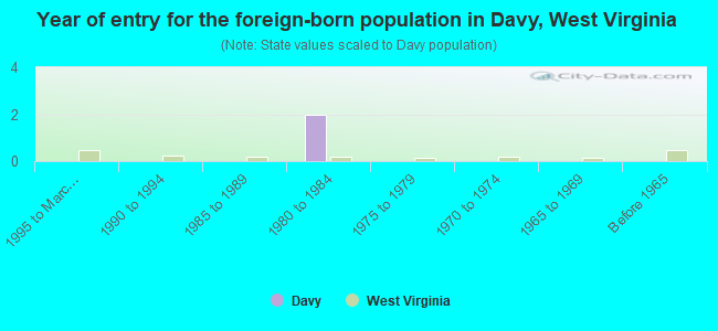 Year of entry for the foreign-born population in Davy, West Virginia