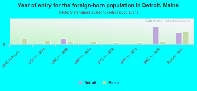 Year of entry for the foreign-born population in Detroit, Maine