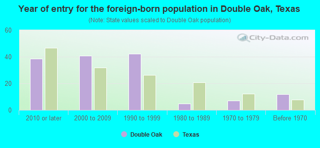 Year of entry for the foreign-born population in Double Oak, Texas