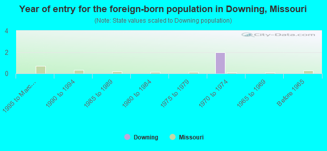 Year of entry for the foreign-born population in Downing, Missouri