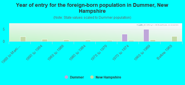 Year of entry for the foreign-born population in Dummer, New Hampshire