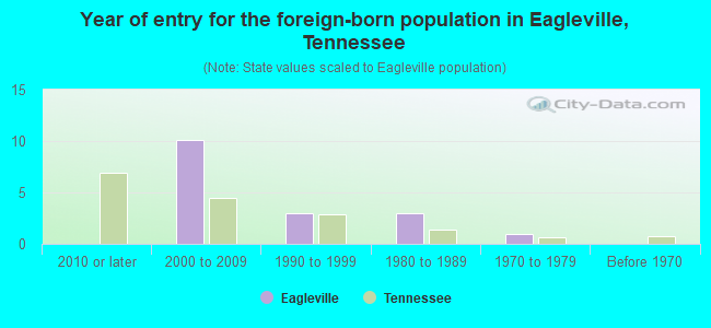 Year of entry for the foreign-born population in Eagleville, Tennessee