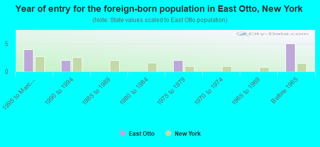 Year of entry for the foreign-born population in East Otto, New York