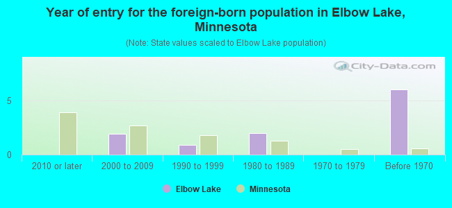 Year of entry for the foreign-born population in Elbow Lake, Minnesota
