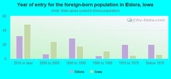 Year of entry for the foreign-born population in Eldora, Iowa