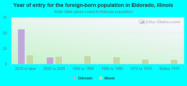 Year of entry for the foreign-born population in Eldorado, Illinois