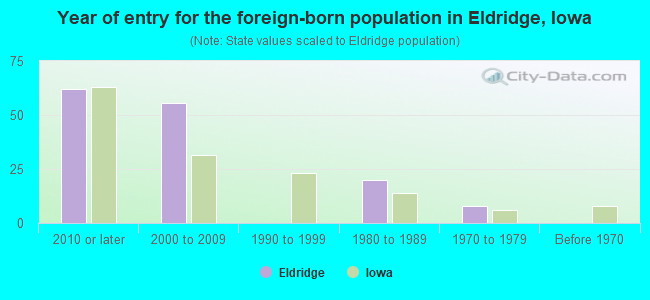 Year of entry for the foreign-born population in Eldridge, Iowa