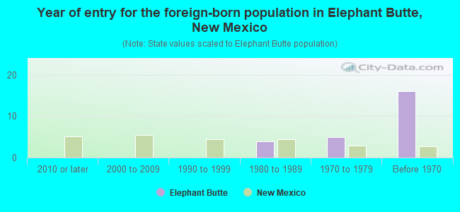 Year of entry for the foreign-born population in Elephant Butte, New Mexico