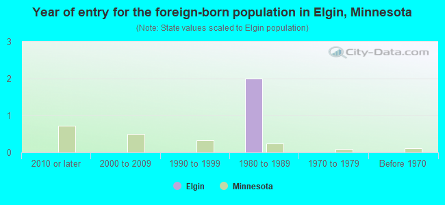 Year of entry for the foreign-born population in Elgin, Minnesota