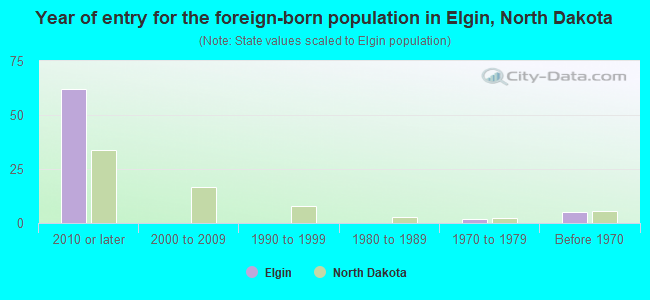 Year of entry for the foreign-born population in Elgin, North Dakota
