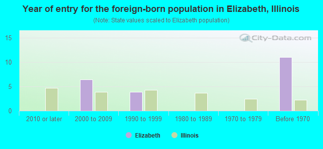 Year of entry for the foreign-born population in Elizabeth, Illinois