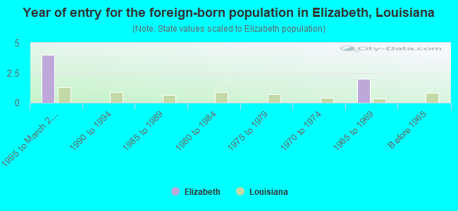 Year of entry for the foreign-born population in Elizabeth, Louisiana