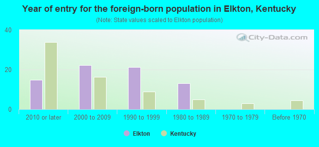 Year of entry for the foreign-born population in Elkton, Kentucky