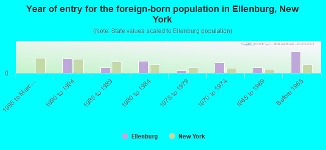 Year of entry for the foreign-born population in Ellenburg, New York
