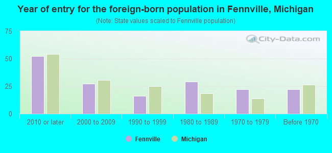 Year of entry for the foreign-born population in Fennville, Michigan