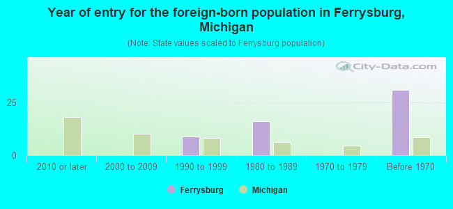 Year of entry for the foreign-born population in Ferrysburg, Michigan