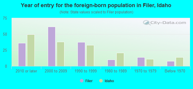 Year of entry for the foreign-born population in Filer, Idaho