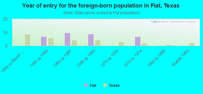Year of entry for the foreign-born population in Flat, Texas
