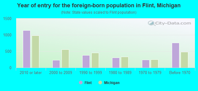 Year of entry for the foreign-born population in Flint, Michigan