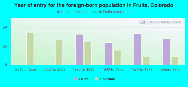Year of entry for the foreign-born population in Fruita, Colorado