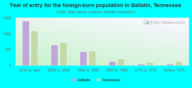 Year of entry for the foreign-born population in Gallatin, Tennessee