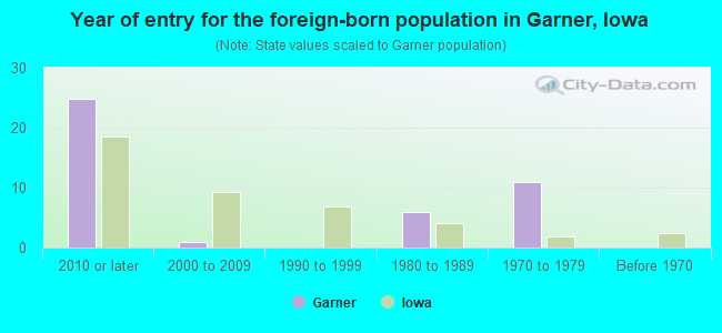 Year of entry for the foreign-born population in Garner, Iowa