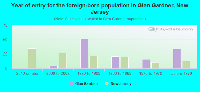 Year of entry for the foreign-born population in Glen Gardner, New Jersey