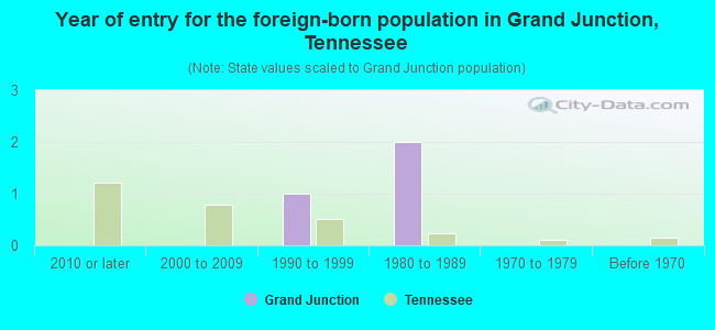 Year of entry for the foreign-born population in Grand Junction, Tennessee