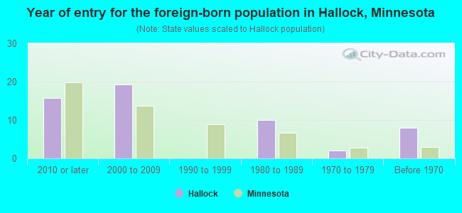 Year of entry for the foreign-born population in Hallock, Minnesota