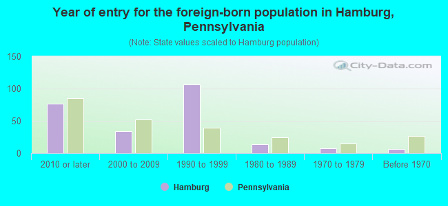 Year of entry for the foreign-born population in Hamburg, Pennsylvania