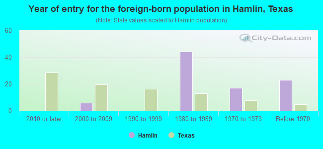 Year of entry for the foreign-born population in Hamlin, Texas