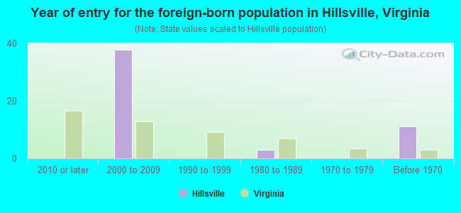 Year of entry for the foreign-born population in Hillsville, Virginia