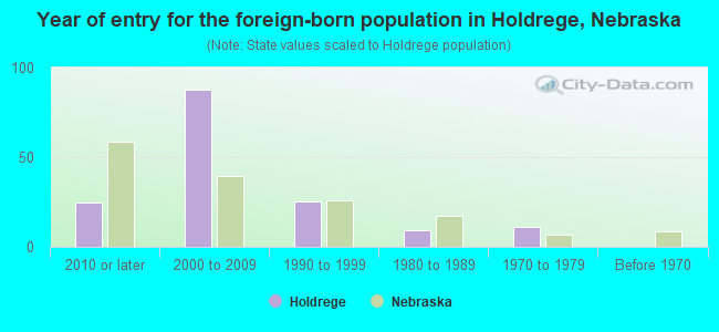 Year of entry for the foreign-born population in Holdrege, Nebraska