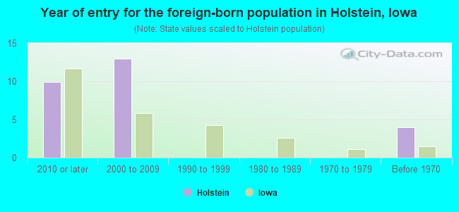 Year of entry for the foreign-born population in Holstein, Iowa