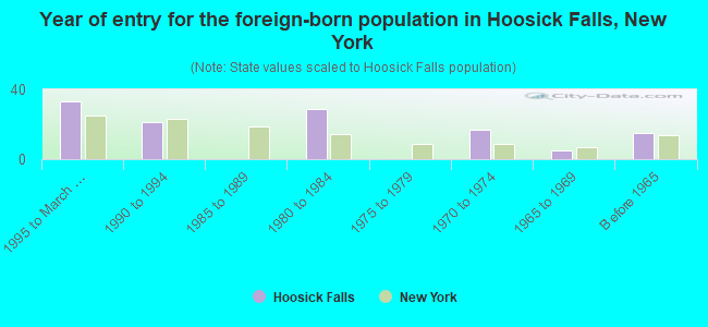 Year of entry for the foreign-born population in Hoosick Falls, New York